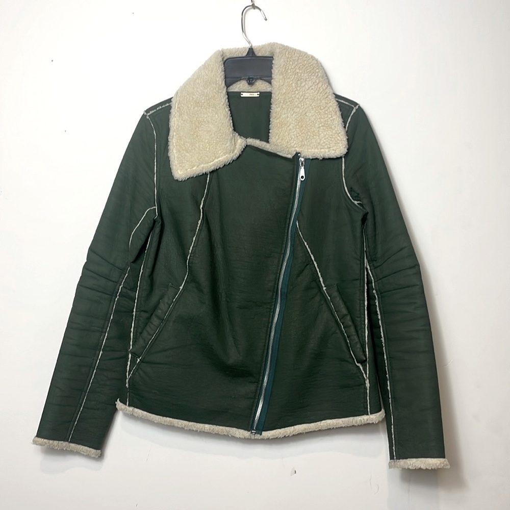 Rebecca Minkoff Sherpa Green Quinn Bomber Jacket NWOT - Picture 5 of 11